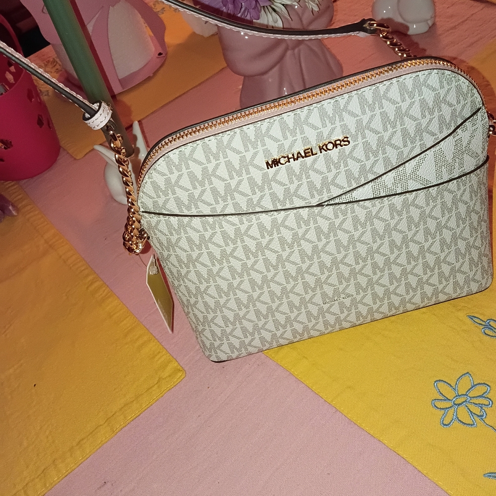Michael Kors Cream and Gold Crossbody Bag